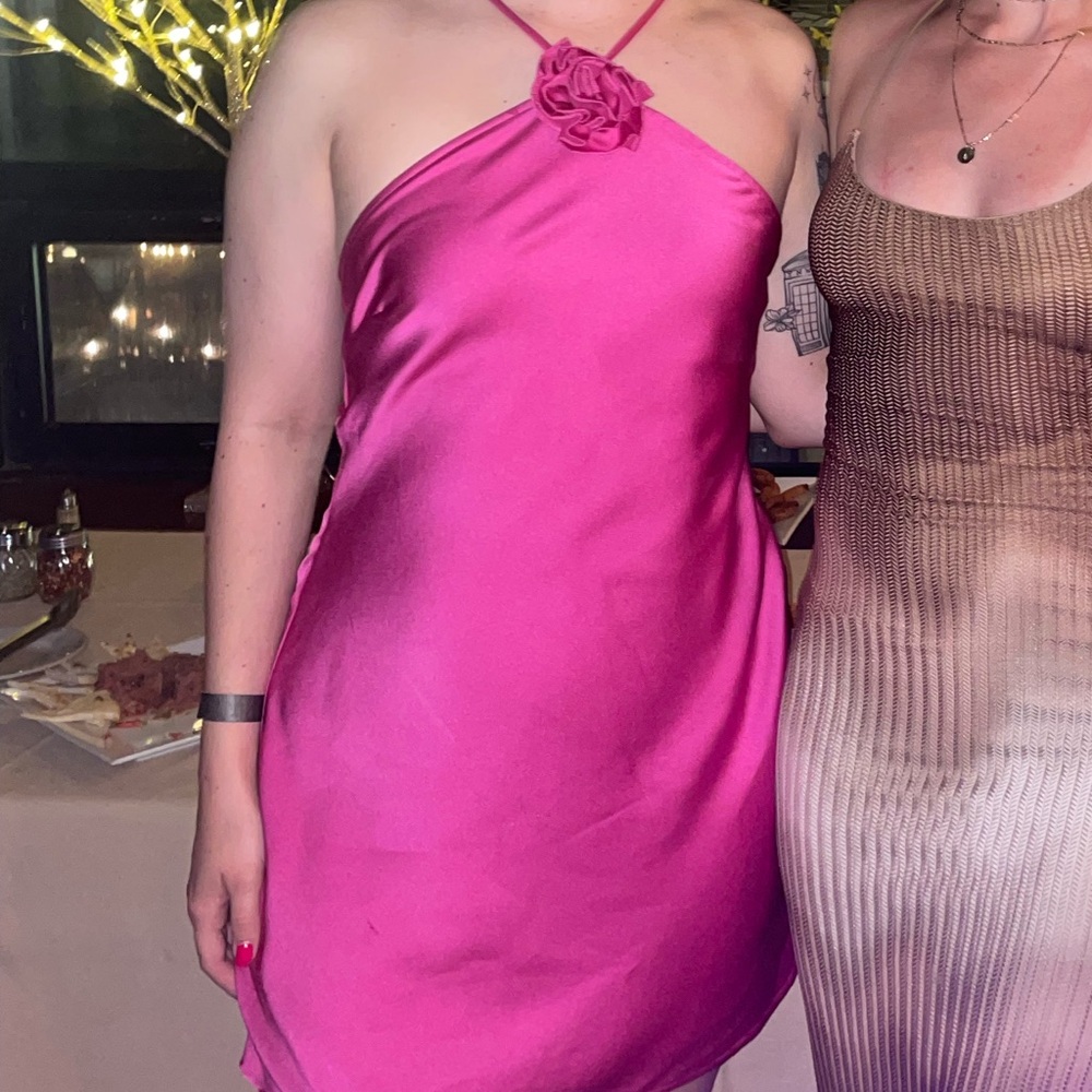 Hot pink mini dress